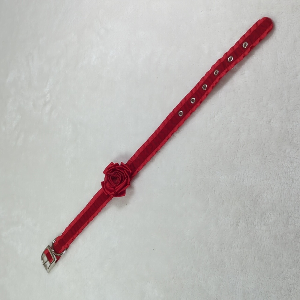Red Velvet & satin dog collar L/XL